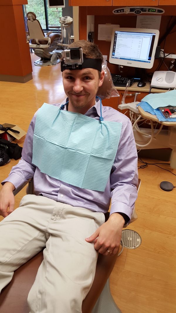 Cameron Ford playing a dental patient 